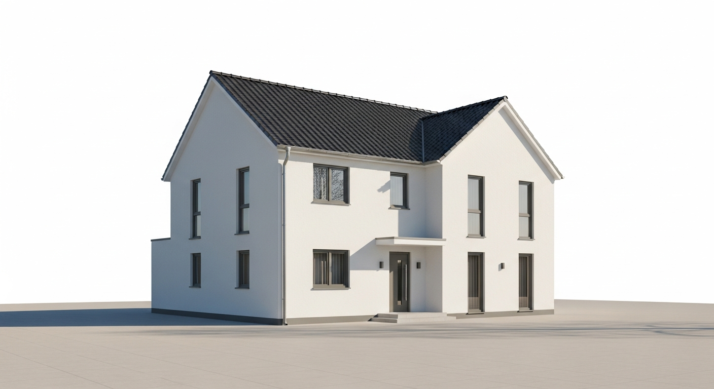 Einfamilienhaus mit Satteldach, Fassade Reinweiß