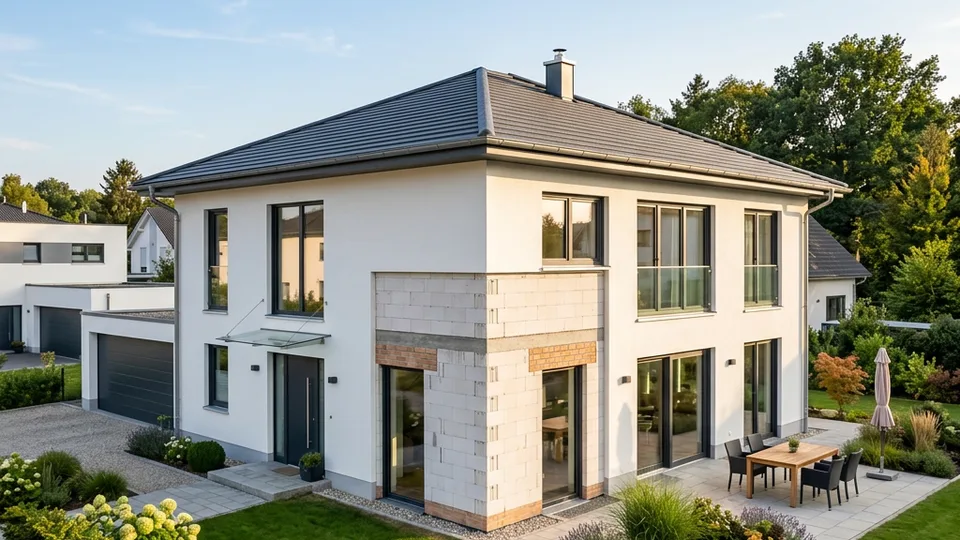 Massiv-Fertighaus 2026 — Fertighaus in Massivbauweise mit Putzfassade