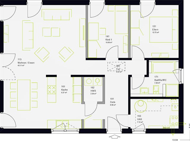 Grundriss ComfortStyle 10.01 W – 103 m² Ausbauhaus