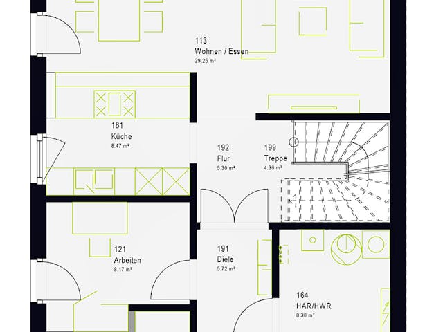 Grundriss TwinStyle 15.01 S – 136 m² Ausbauhaus