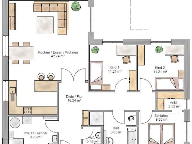 Grundriss Bungalow 113 – 113 m² Bungalow