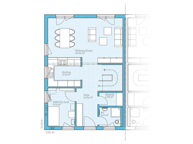 Grundriss Doppelhaus 35-130 – 115 m² Doppelhaus