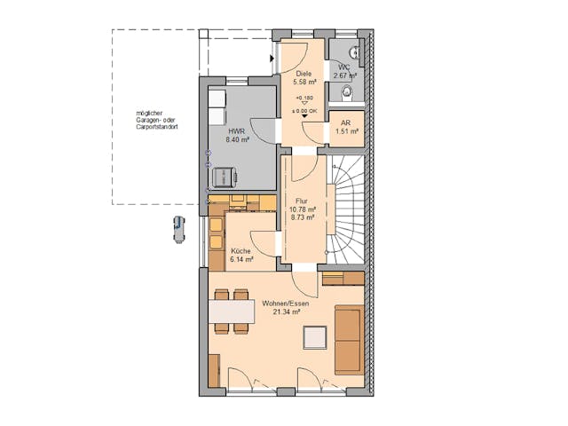 Grundriss Doppelhaus Linus – 110 m² Doppelhaus